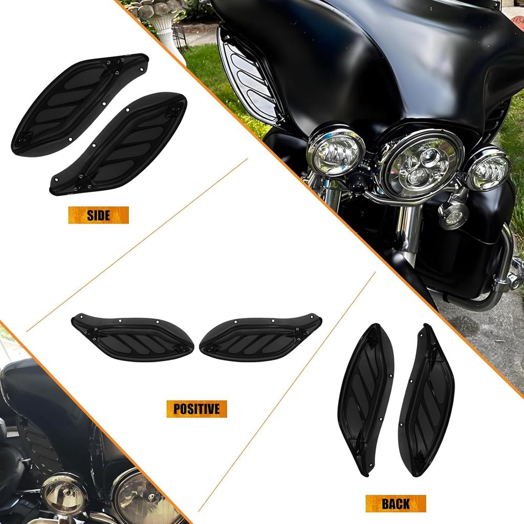 Carénage Supérieur Pare-brise Aile Latérale Déflecteurs d'Air Adaptés pour Harley Touring Electra Glide Street Glide Trike 1996–2013 Noir