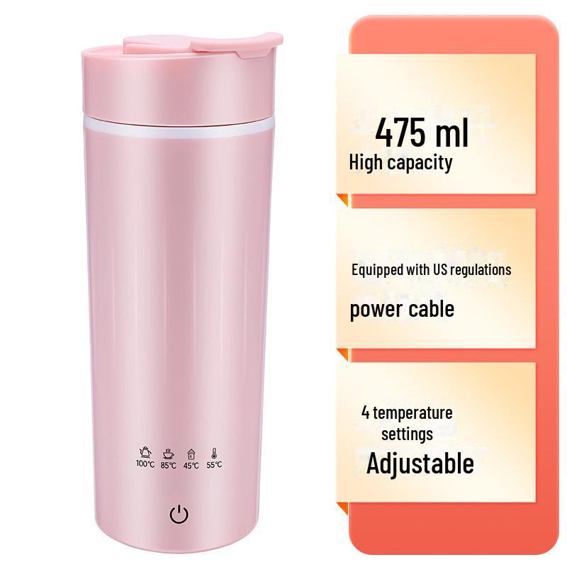 Compact Electric Travel Kettle - Portable Heated Water Cup and Insulated Health Pot