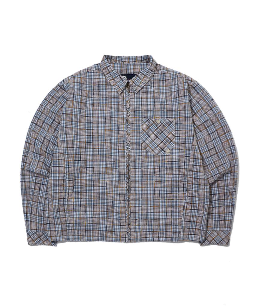 Penfield Washed Pattern Zip-Up Shirt Blue_Fs1Wj07U