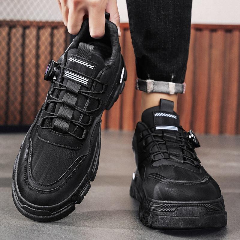 Rotating button leather Martin shoes men's tooling trendy shoes men's autumn new outdoor low-top men's shoes