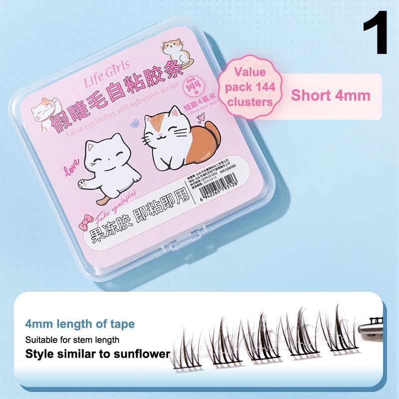 4mm&6mm Short/Long False EyeLashes Glue Strips White Glue-Free Jelly Self-Adhesive Eyelashes Strips False Eyelashes Makeup Tools