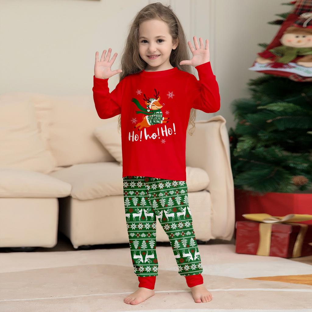 Lässiger und modischer Weihnachts-Eltern-Kind-Anzug mit Hirsch- und Buchstabenprint Hauskleidung