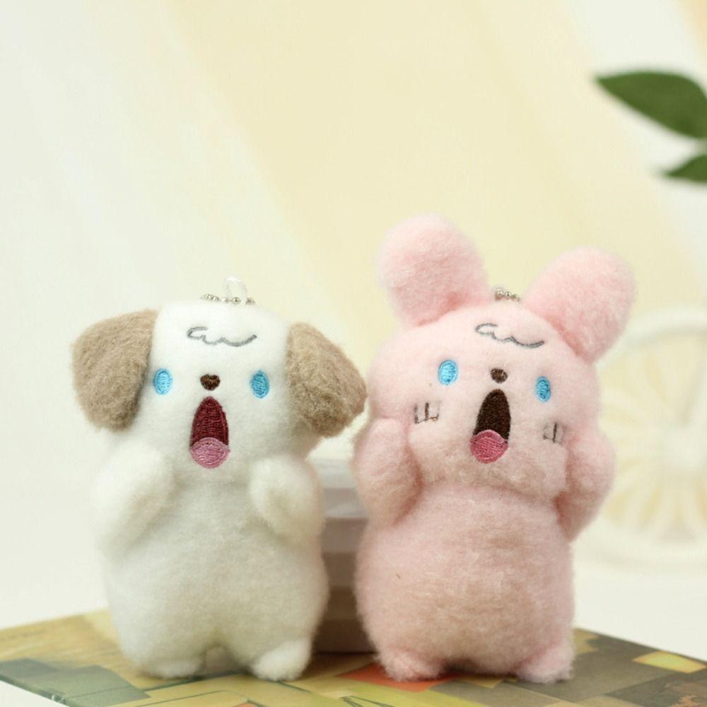 Cartoon Rabbit Shouting Dog Plush Keychain Plush Doll  Dog Plush Keyring   Children Gift