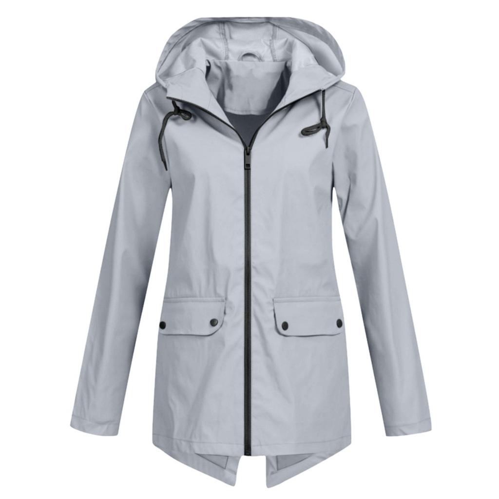 Damen Leichte Reißverschluss Kapuzen Windjacke Dünner Winddichter Outdoor-Mantel