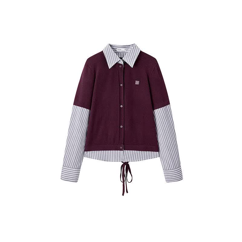 Ledin Faux Two-Piece Loose Striped Shirt M