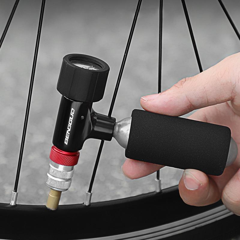 Mini CO2 Bicycle Pump CO2 Bike Tire Inflator With Sponge Cover Automatic CO2 Pump Bicycle Accessory For Schrader Presta Adapter
