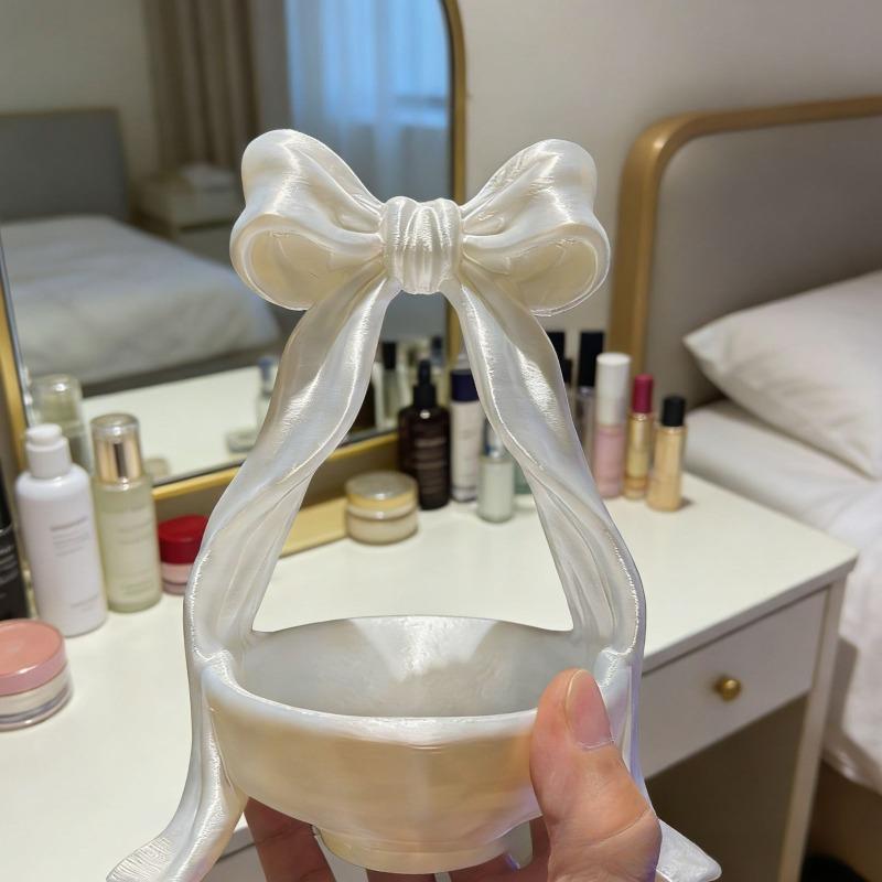 Bow-Shaped Jewelry Dish, 3D Printed Durable Plastic Tray for Necklace Earring Ring Bracelet Display, Dresser Vanity Organizer