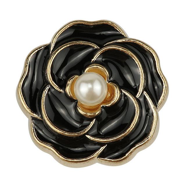 6Pcs High-End Design Round Metal Luxury Brand Sewing Button For Clothing Accessory Handmade Diy Material Decoration Gold Black