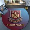 Custom Name West Ham United Round Area Rug,Carpet Rug for Living Room Bedroom Sofa Playroom Decor,Non-slip Floor Mat