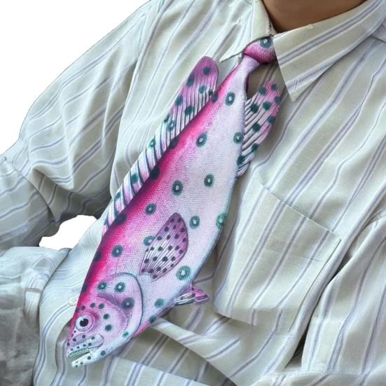 Men Shirt Tie 3D Fish Monkey Design Velvet Necktie Animal Bow Tie Neckwear Realistic Texture Versatile Style Necktie