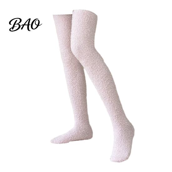 Fleece Thigh High Socks 1 Pair Fuzzy for Women, Long Soft Fluffy Stockings Leg Warmer, Thickened Plush Over The Knee Stockings, Winter Boot