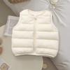 2026 Autumn-Winter Kids' Lightweight Down Cotton Vest - Boys & Girls Sleeveless, Warm, Versatile Korean Style Solid Color Cape