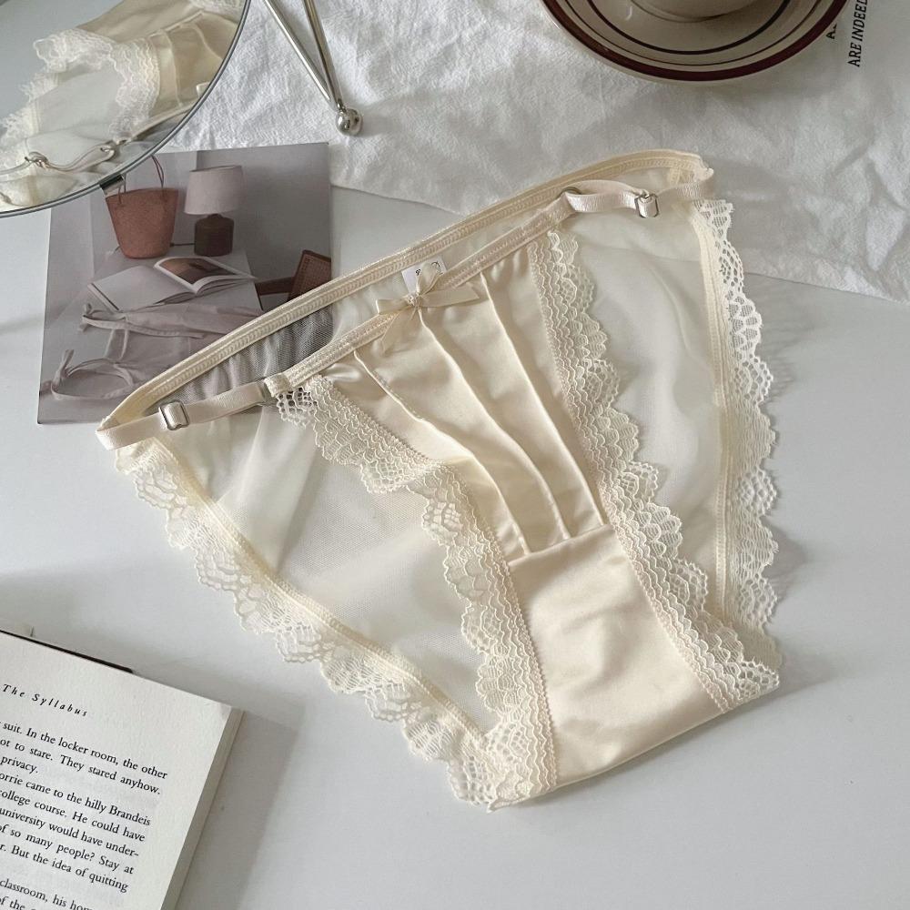 Low Waist Underwear for Women Bow Mesh Briefs Sweet Lace Panties  Girl