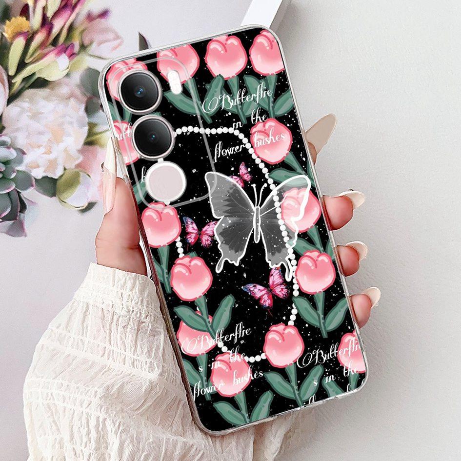 Silicone Case For Vivo Y19s V2419 Cover Lovely Cat Butterfly Cartoon Soft Back Protective Shell For Vivo Y19s 4G Y 19s TPU Coque