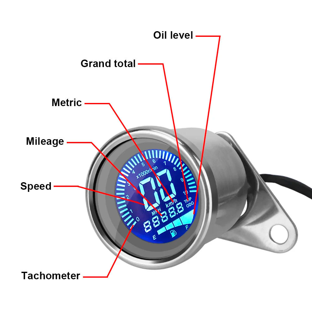 Universal Motorcycle Speedometers 10000RPM Motorcycle Tachometer LCD Digital Odometer For Honda Yamaha Motorbike Modified Parts
