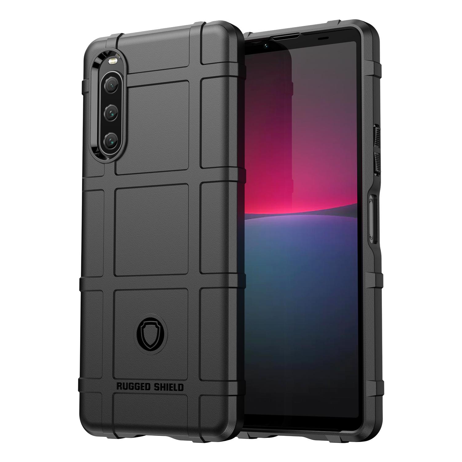 

For Sony Xperia 10 V Soft TPU Phone Case Rugged Square Grid Texture Scratch Resistant Protective Cover Black