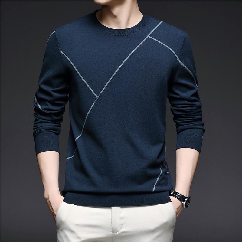 Men's Round Neck Knitwear Long Sleeve Casual T-shirt - High Quality Spring & Autumn Base Layer