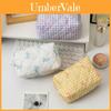 Korean Style Cotton Polyester Checkered Bow Makeup Bag With Zipper For Daily Use