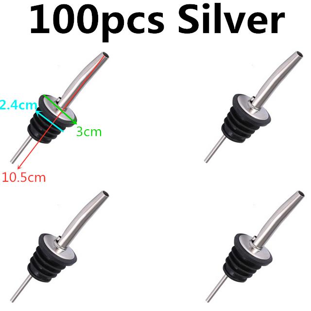 

100pcs Wine Bottle Pourer Stopper Stainless Steel Wine Liquor Spirit Pourer Free Flow Wine Bottle Pour Spout Stopper Barware