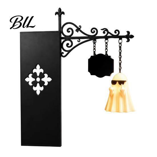Halloween Party Decoration Library Lantern Bookshelf Lamp, Vintage Metal LED Nightlight for Book Nook Decor, Desktop Decorative Ornament Ghost Reading