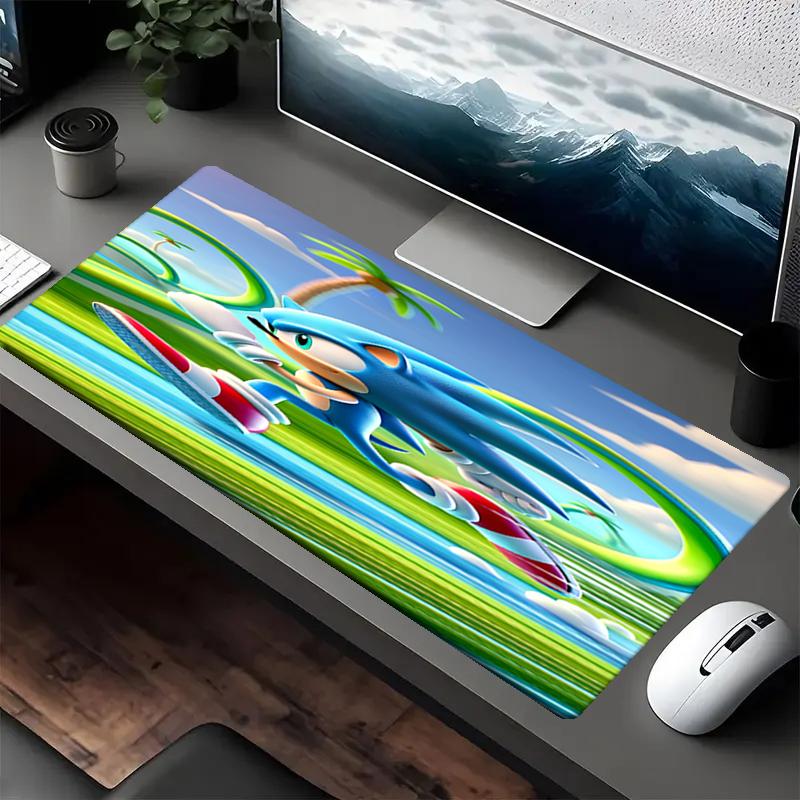 Sonic Theme Mouse Pad, Non Slip Rubber Base, Multifunctional Office & Home Decor, Perfect for Workspace Personalization.