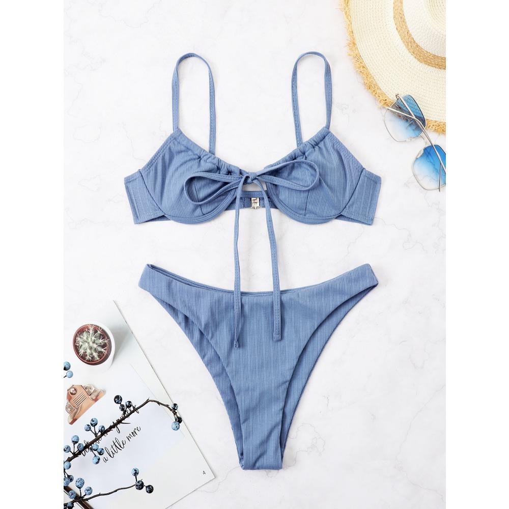 

Европейский и американский сексуальный раздельный купальник бикини купальник однотонный купальник L королевский синий