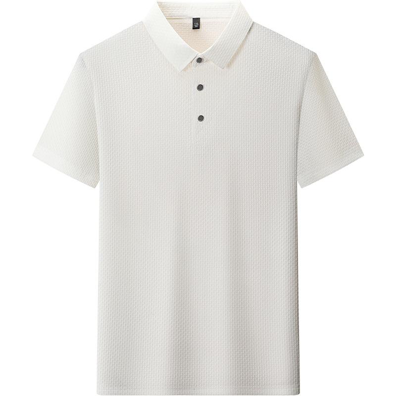Summer Ice Silk Traceless Polo Shirt T-Shirt Men'S Lapel Short Sleeve Middle-Aged Men'S Summer Business Casual T-Shirt