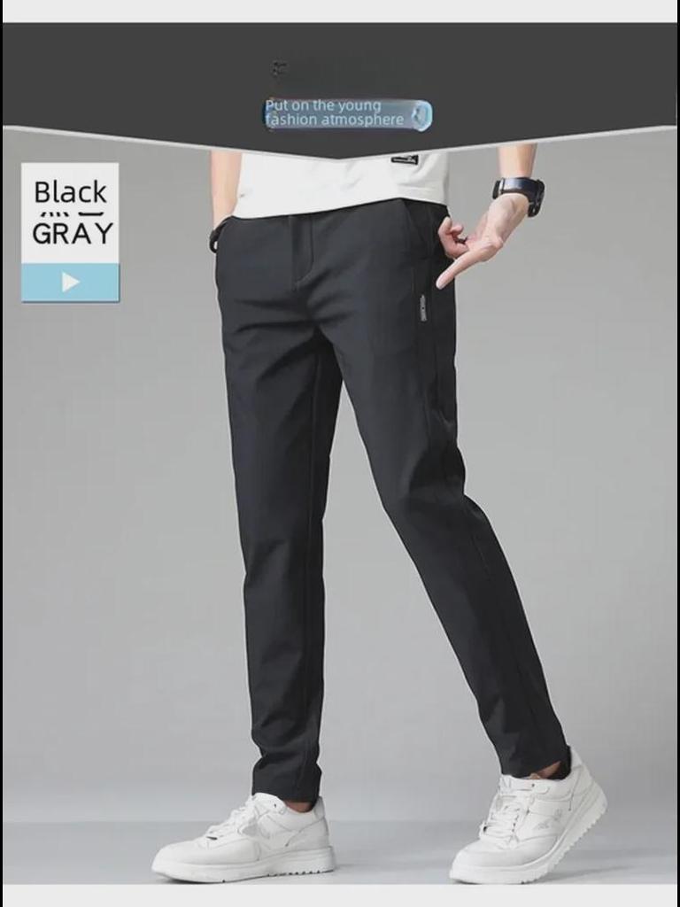 Men's Four-Season Ice Silk Quick-Dry Casual Pants - Straight, Loose, Elastic Sports Trousers