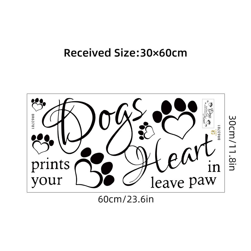 English Phrases Dogs Leave Paw Prints Art Wall Stickers Removable For Bedroom Living Room Door Decoration Wall Decals