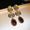 Pendientes de Carrillón de Viento de Perla y Cristal de Aguja Plateada Vintage