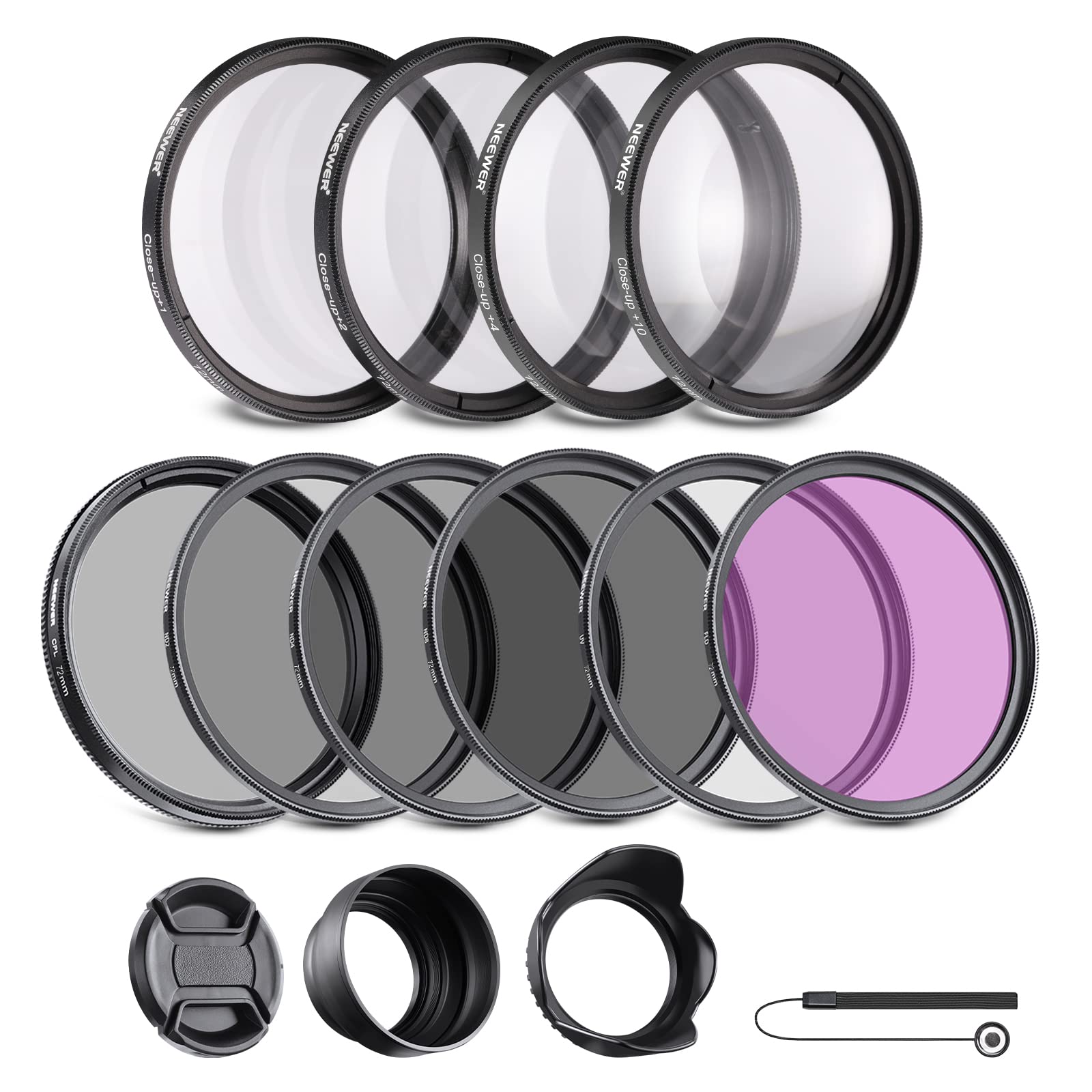 

NEEWER All Filter Accessories for 72MM Lenses Filter Set Macro Kit + Close-up [Product] чорний