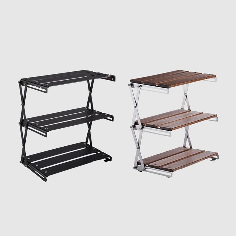 Desktop Storage Rack Camping Storage Rack Storage Display Rack Folding Metal Aluminum Alloy Storage Rack Folding Shelf