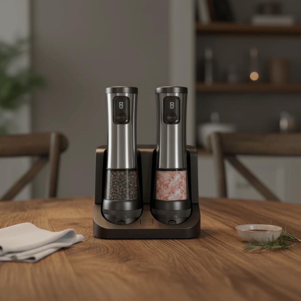 LED Indicator Electric Pepper Salt Grinder Set Adjustable Coarseness Pepper Salt Mill Restaurant