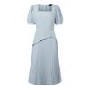 ZANZEA Women Casual Square Collar Summer Short Sleeve Pleated Dress
