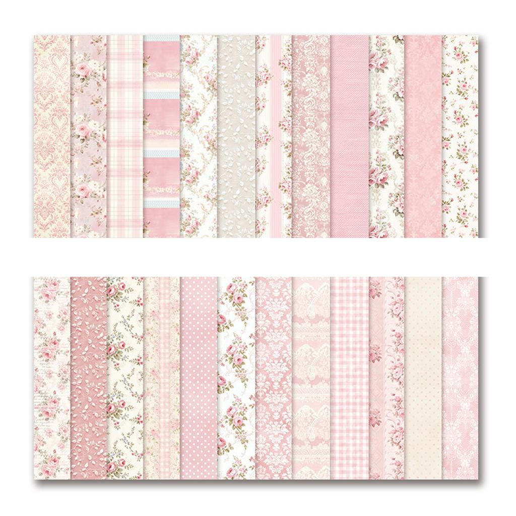 24PCS/SET Christmas Flower Printed Scrapbooking Background Paper Pads Vintage Junk Journal Paper Packs Art Handmade Crafts