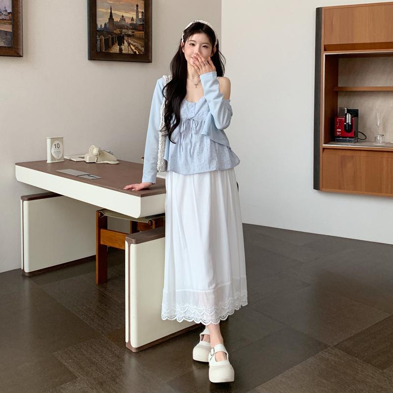 2026 Spring/Summer Elegant Sun Protection Cardigan & Camisole Skirt Set L