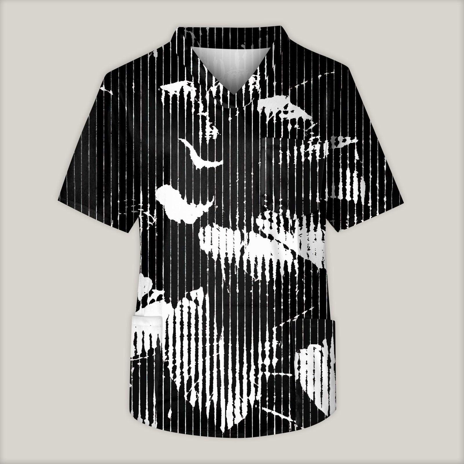 

Мужская рабочая блузка с короткими рукавами и v-образным вырезом с принтом, топ с нагрудным карманом XXXXXL