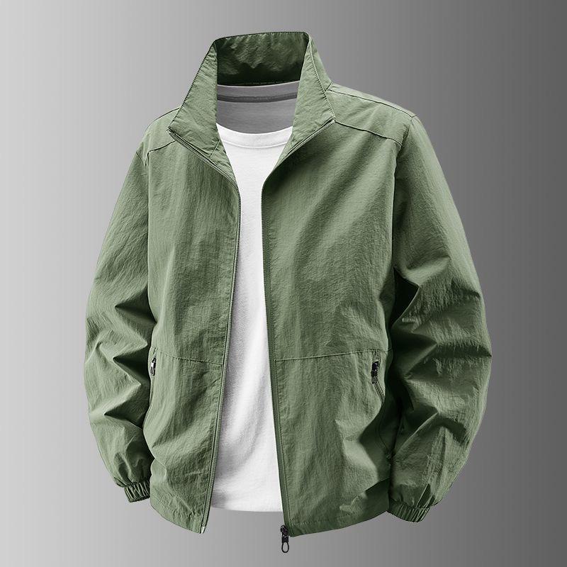 Live Broadcast Versatile Men's Jacket: Stand Collar Coat for Spring, Autumn, Winter - Suitable for Middle-aged and Young Men, Loose Fit.