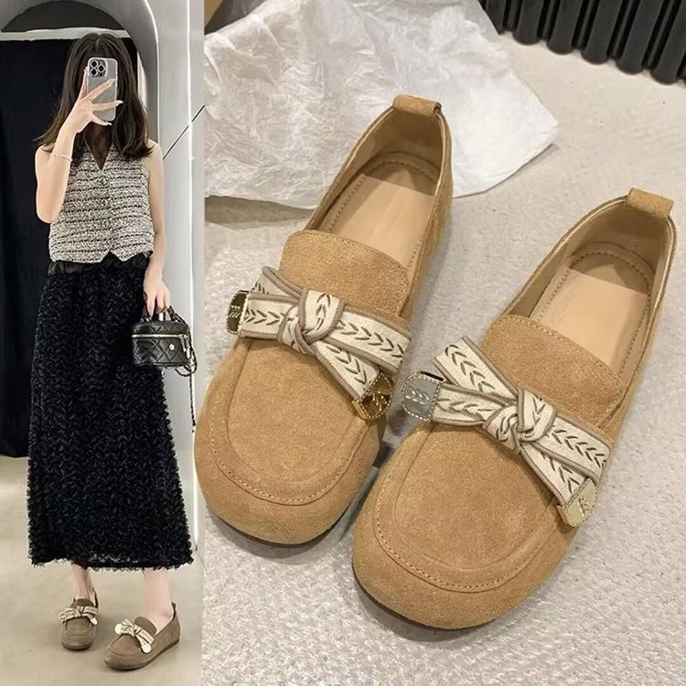 New Single Shoes Women's Shoes 2026 Spring Birkenstocks Flat-soled Soft-soled Loafers Bow Lazy Shoes Doudou Shoes