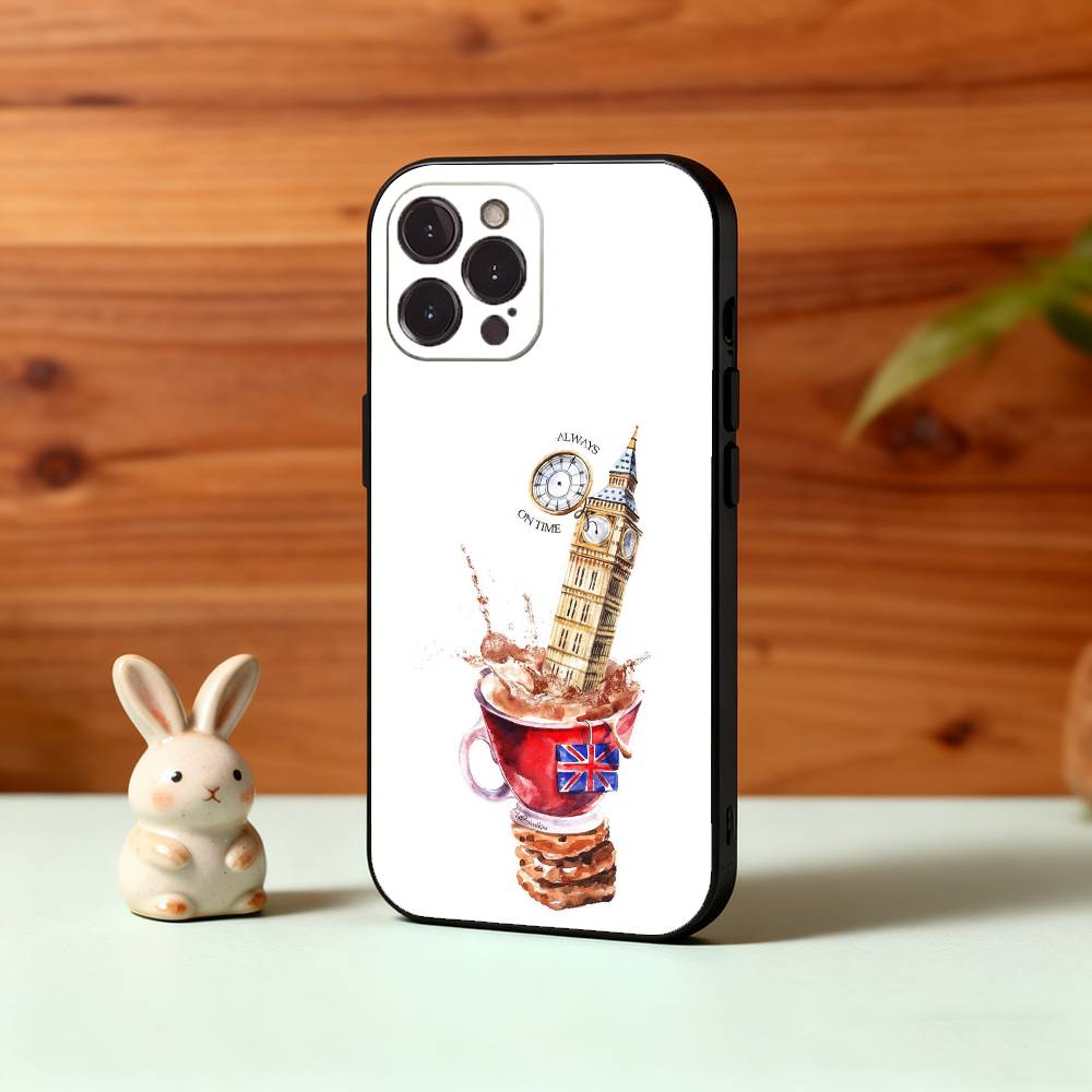 London Whispers Phone Case For iPhone17,16,15,14,13,12,Plus,Pro Max, 5G Others Soft Black Cover