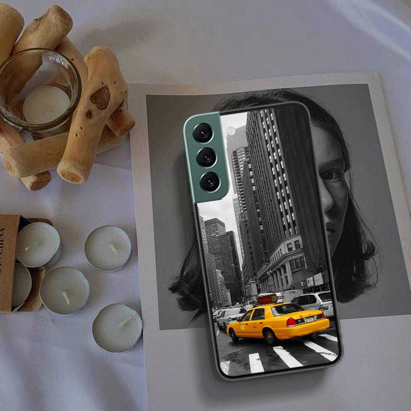 NYC Yellow Taxi Cabs Phone Case For Samsung S25 Edge S24 FE Galaxy S22 Ultra S21 Plus S20 S23 S10 Plus Cover Silicone Soft Coque