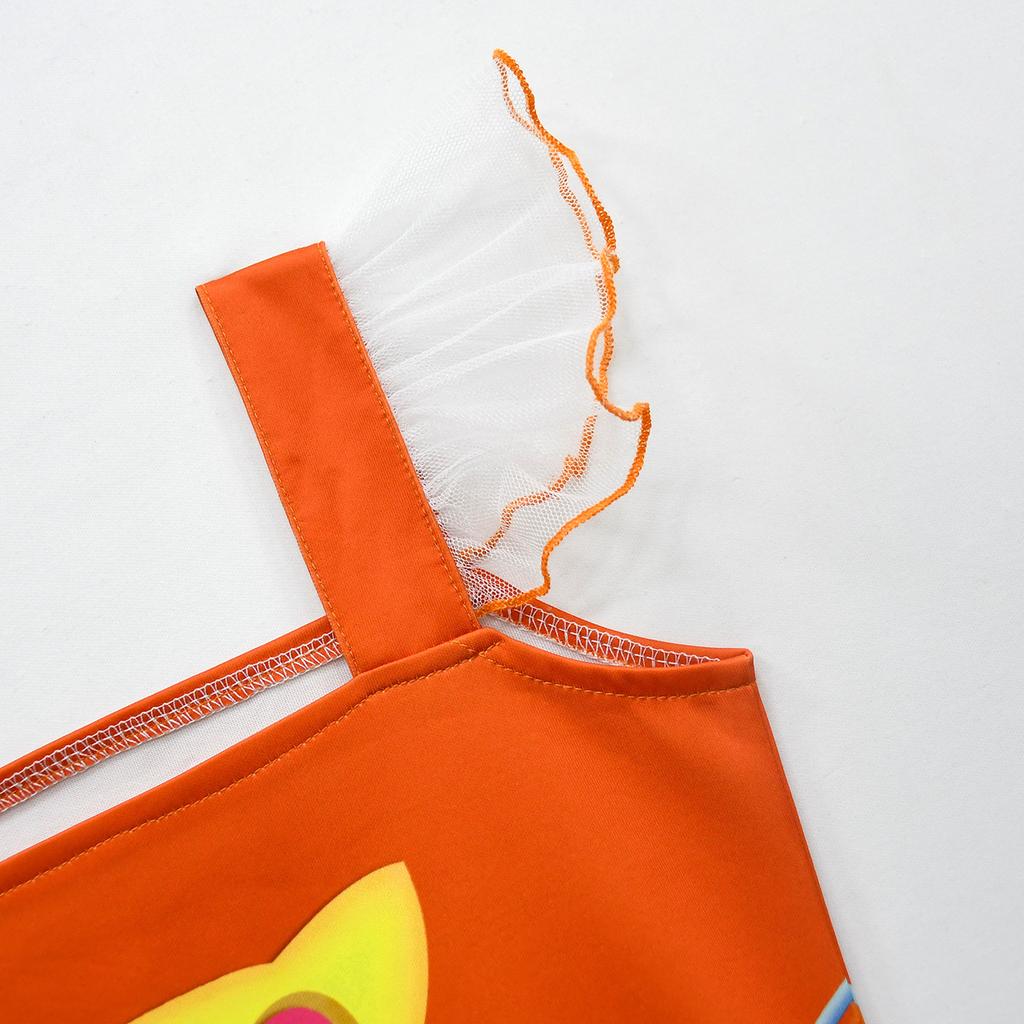 SuperKitties Sukienka Cosplay dla Dziewczynek z Torebką Opaska z Uszami Kota Kostium Dziecięcy Letni z Latającymi Rękawami Ubranka na Imprezę Prezent Urodzinowy