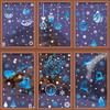 Weihnachtsfensteraufkleber Blauer Elch Statische Aufkleber Schneemann Schneeflocke Wandaufkleber Abziehbilder Frohe Weihnachten Feiertagsparty Aufkleber