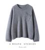 Women's Cashmere Round Neck Sweater - 2025 Autumn/Winter Collection, Loose Fit, Elegant Style, with Pockets for Warmth