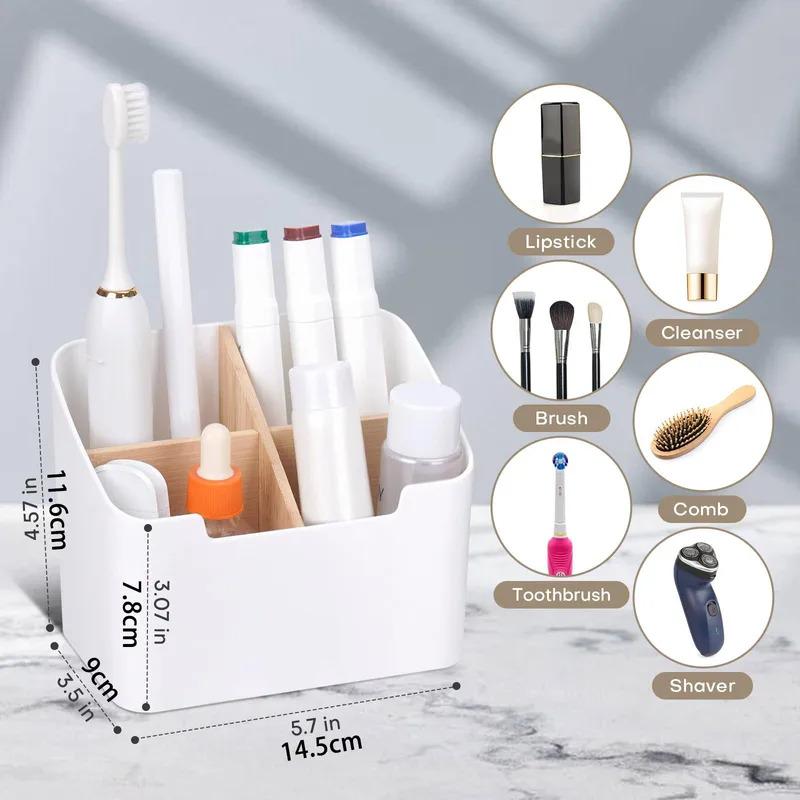 Toothbrush Holders for Bathrooms,Electric Toothbrush and Toothpaste Holder with Divider for Bathroom Countertop Organizer