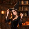 Halloween Witch Hat with Rope Trim for Costume Party