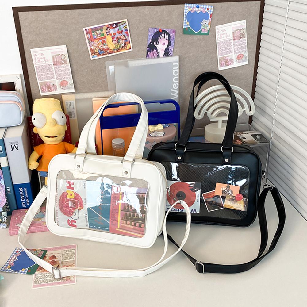 

Прозрачная стильная сумка через плечо в японском стиле, простая сумка-портфель с регулируемым ремешком, стильные сумки-мессенджеры для путешествий на открытом воздухе