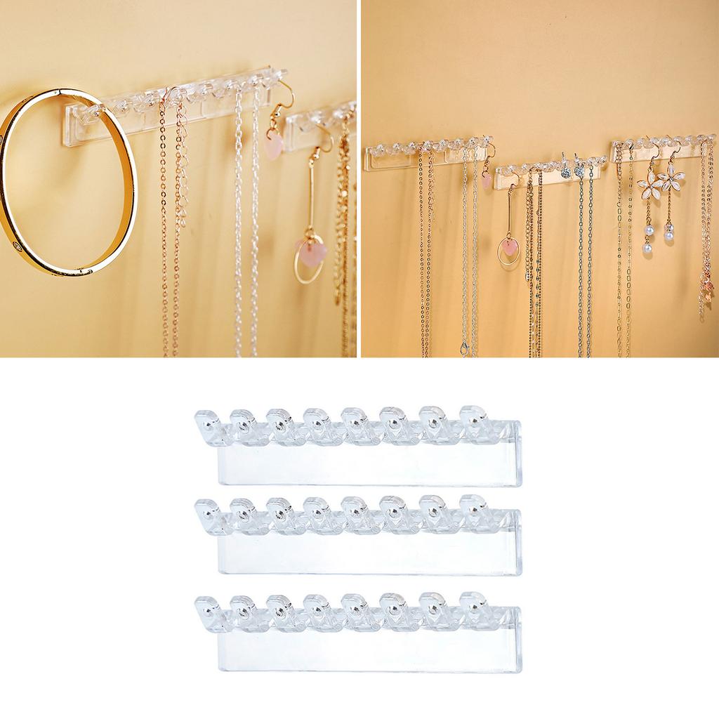 Sturdy Earrings Necklace Holder Wall Mounted Jewelry Organizer with Hooks for Necklaces Bracelets and Rings Display