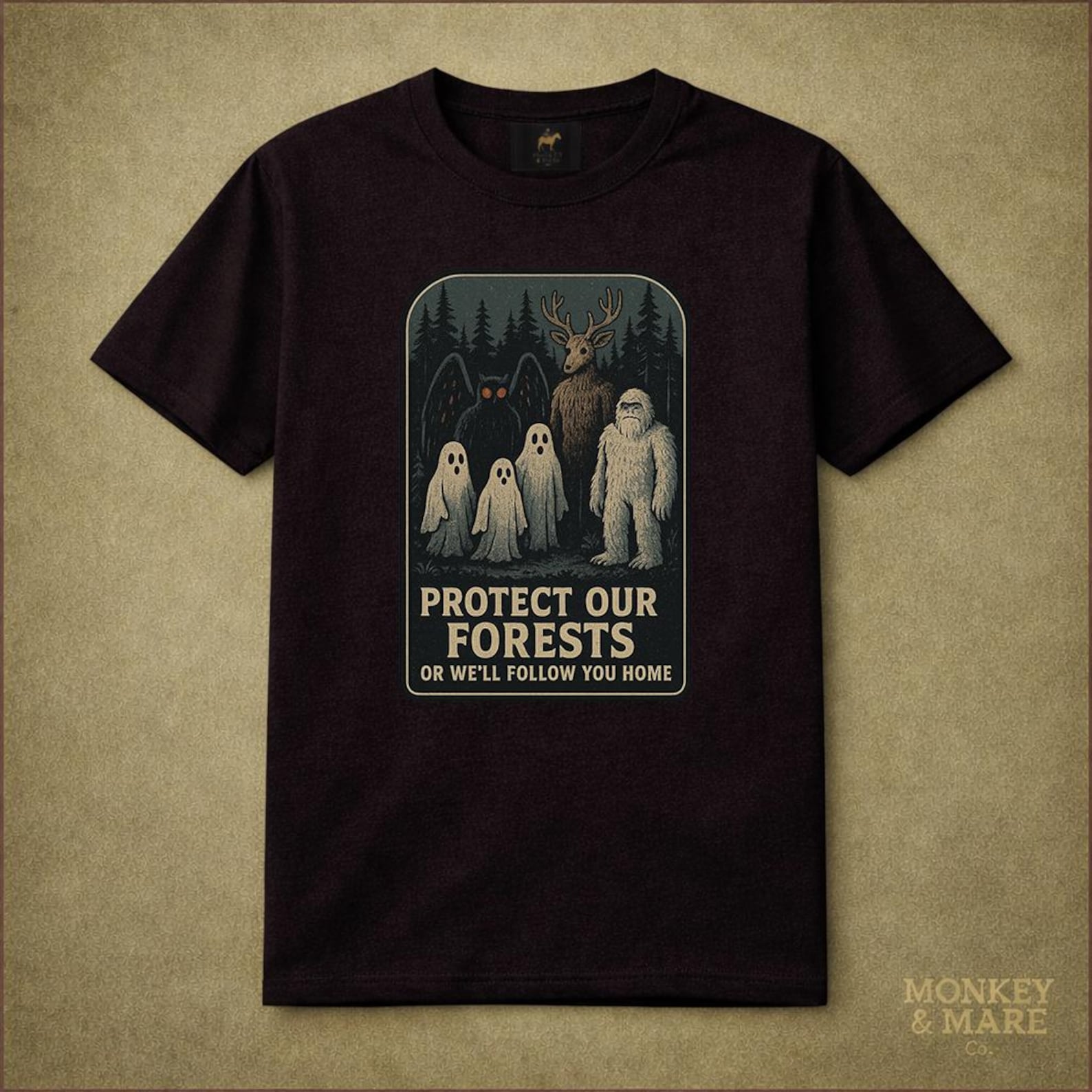 Cryptid Forest Shirt, Protect Our Forests Or Well Follow You Home, Supernatural Nature Humor Tee S