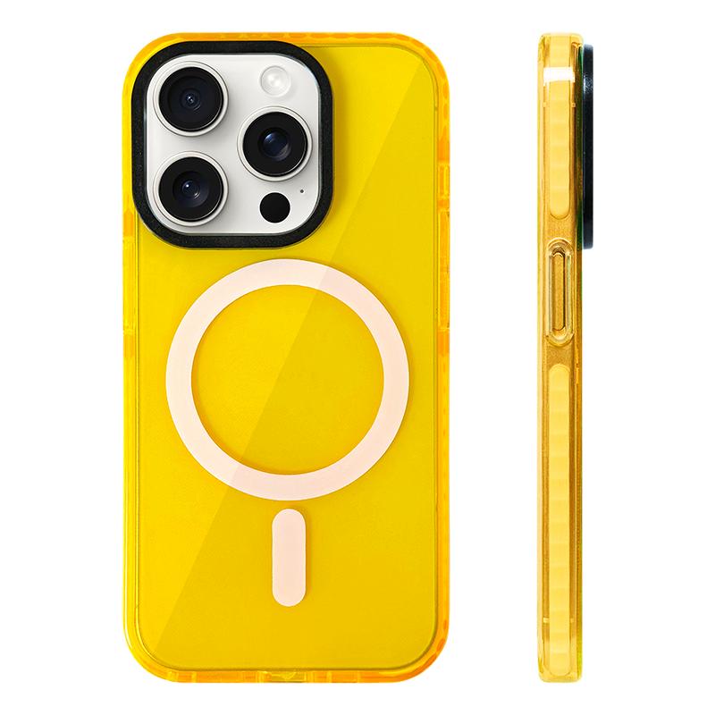 Transparent Neon Color MagSafe Phone Case for iPhone17 16 15 Pro Max 14Pro 13 14 12 Wireless Charging Soft Silicone Bumper Cover